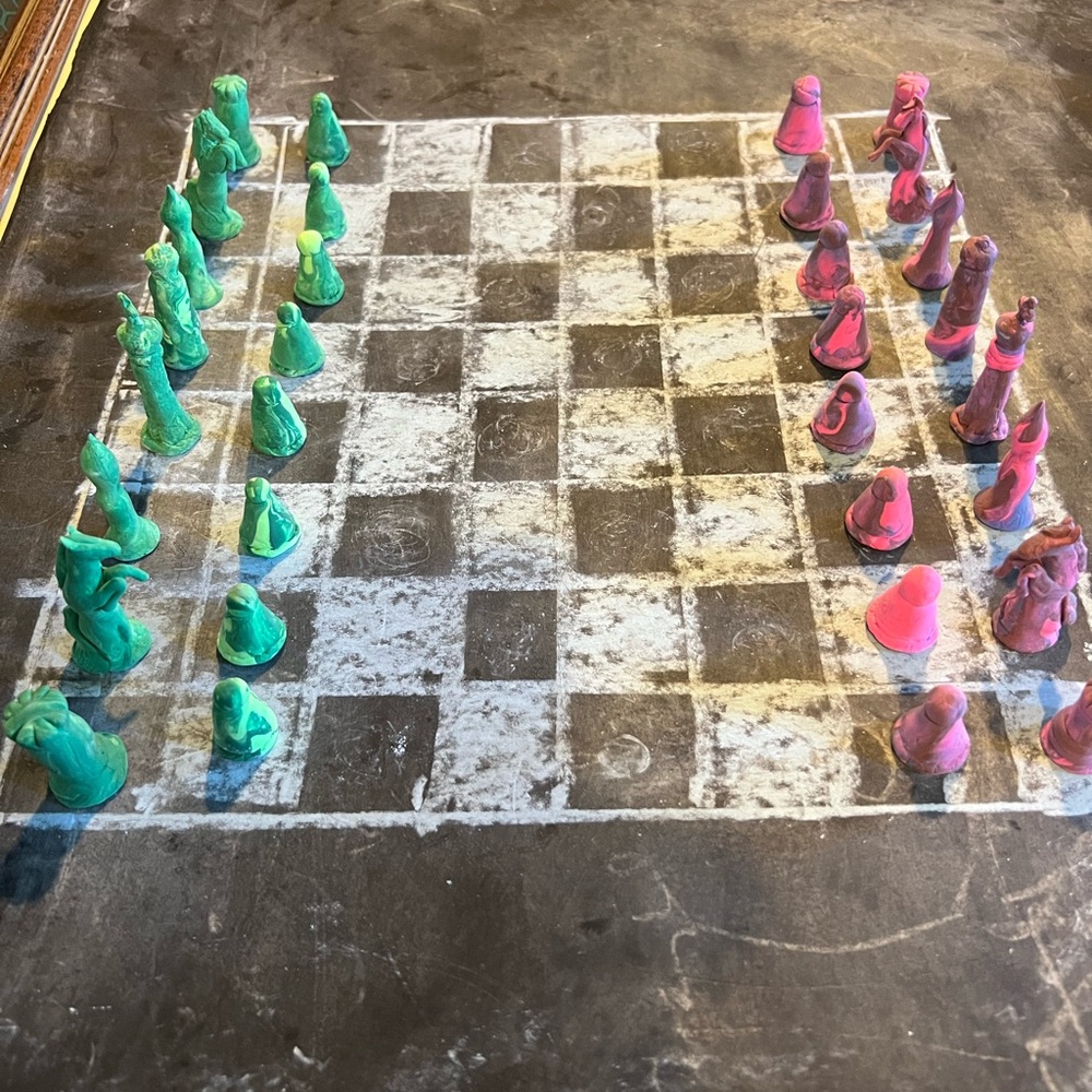 Handcrafted Pink & Green Swirl Lightweight Chess Set